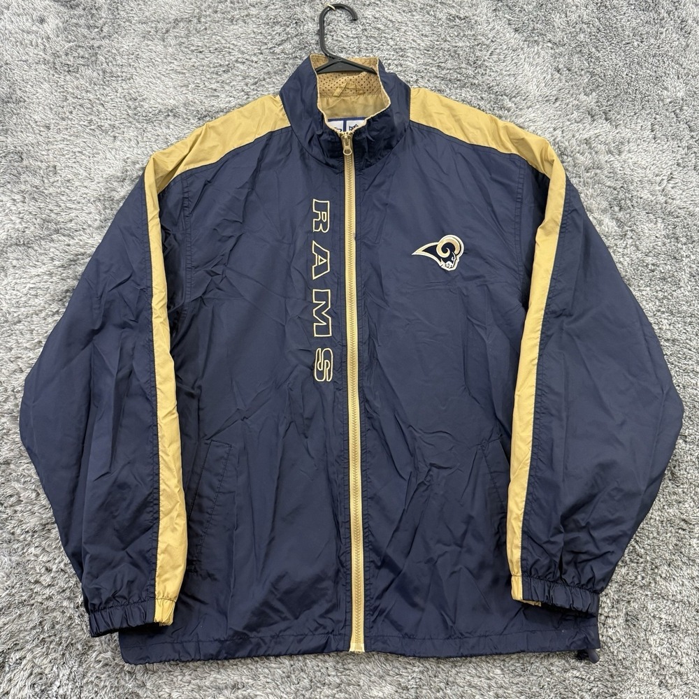St. Louis Rams Jacket Men M Blue Logo Athletic NFL Game Day 90s Windbreaker